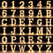 1pc DIY Illuminated Letter Light, 26 Letters And 10 Numbers Options, Suitable For Children Room, Nursery, Birthday, Holiday Decor, Girl's Room Decor, Home Decor, Engagement Party, Wedding, Birthday Party, Christmas Light, Home Bar Decor