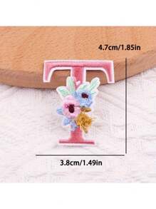 1 pieza, Parche bordado con flores para planchar con letras (A-Z), apliques decorativos para DIY en decoración de ropa, material de tela, calcomanías para ropa