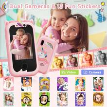 RIVGOT Children's Smart Phone With Dual Camera, Games, MP3, USB Chargeable, Multi-Filters And Stickers, Suitable For 3-12 Years Old Boys And Girls, Kids Camera Toy, Back To School And Birthday Gift