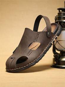 2024 New Summer Men's Genuine Leather Slippers, Plus Size Men's Sandals, Fashion Slides, Luxury Leather Flip Flops - Bronze - View 5