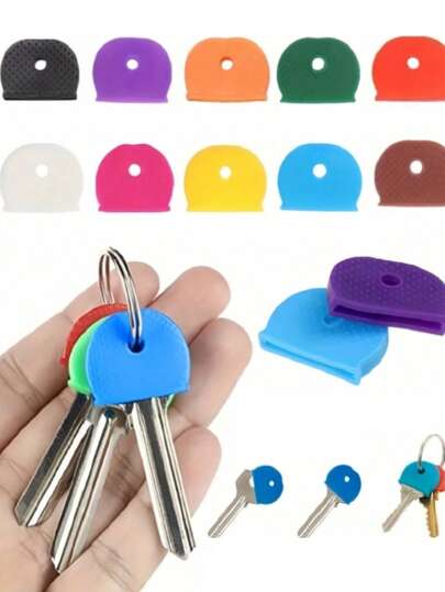 1/510/20pcs Random Color Silicone Key Cover Set - Colorful PVC Key Covers For Key Organization And Identification, Various Sizes, Suitable For School, Office, Home, Travel, Bag, Organizer, Storage