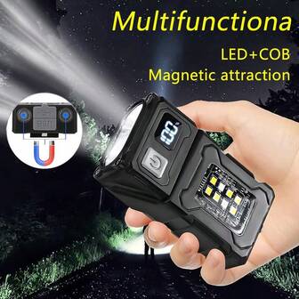 1 件装 LED 工作手电筒带磁铁多功能 COB 灯可充电维护灯适用于户外露营家用应急照明
