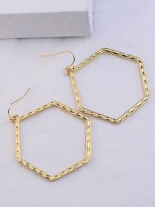 1pair Time Geometric Shaped Cut Out Slant Earrings Alloy Earrings