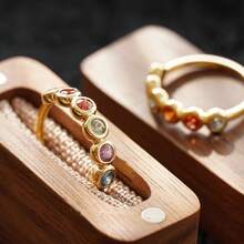 1入組魅力四射純銀方晶鋯石裝飾圓環適合女士日常裝飾