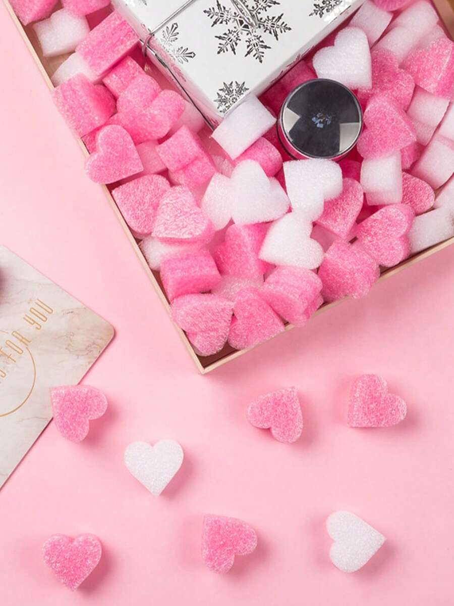 50/100/200pcs Heart-Shaped Filler, Mixed Color Gift Box Decor Accessories For Valentine's Day, Mother's Day, Thanksgiving, Christmas, Birthday, Gift Wrapping, Theme Party, Table Decor, Love DIY Craft