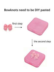 1pc Bow-Knot Decor 4-Compartment Mini Medicine Organizer Box, DIY Travel Portable Cute Small Pill Case For Home, Travel, Living Room, Bedroom, Bathroom Storage, Suitable For Family, Travel, Wedding, Party, Birthday, Mother's Day, Father's Day, New Year, Accessory, Interesting Gift, Valentine's Day Gift, Self-Adhesive Assembly Required - Multicolor - View 2
