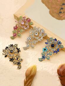1 PC Elegant High Grade Rhinestone Large Flower Brooch, Wedding Party Fashionable Costume Jewelry Accessory, Suitable For Daily Wearing, Best Gift - Grace - View 5