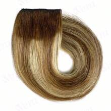 Invisible Fish Line Hair Extensions Straight Human Hair Brown Highlights Wire Hair Extensions #4/27 Highlight Hidden Hairpiece - SP4/27 - View 7