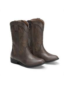 Botas de vaquera para niños y niñas, botas de media pierna para montar con estilo occidental. - Marrón - Ver 6