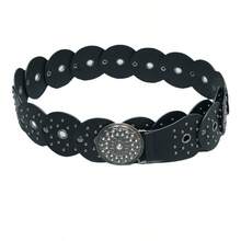 1pc Women's Vintage Western Style Bohemian Heavy Metal Disc Rivet Buckle Tassel Waist Belt, Fashionable & Sexy, Suitable For Casual Everyday Wear - Black - View 18