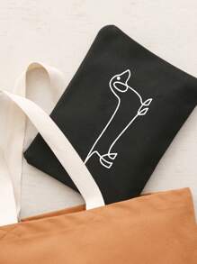 Simple Line Dachshund Puppy Cosmetic Bag - Large Capacity Travel Cosmetic Bag, Used For School Cosmetic Bag Back To School, Portable Zippered Women's Cosmetic Bag, Storage Bag, Perfect Gift For Couple And Family, Holiday Gift, Good Gift For Classmates, Friends, Bridesmaids, Sisters, Single Hand Bag Cosmetic Bag,For Holiday Beach, Bathroom Collection, Bedroom Collection, Large Capacity