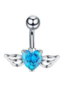 Blue Stainless Steel CZ Heart Dragon Butterfly Navel Belly Button Ring Piercing Jewelry For Women