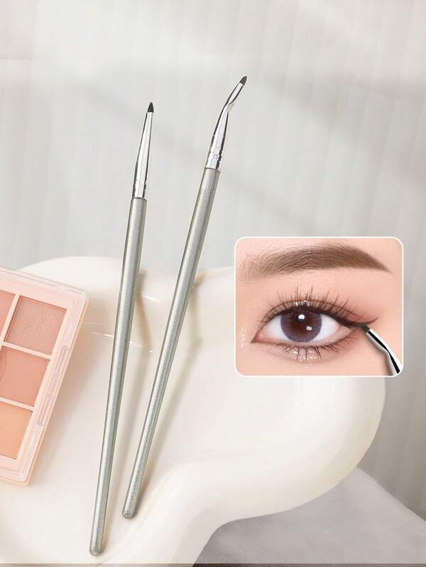 RANCAI 1/2/4/6/8 Stück Eyeliner Verschmierungspinsel, flacher Eyeliner Pinsel für Lidschatten Pinsel, Mini Eyeliner Pinsel geeignet für Puder, Gel, Creme, Flüssig-Concealer, Highlighter Blending Ecke, Frauen Festival Geschenke