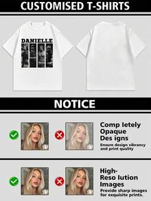 Customized Photo T-Shirt For Men, Customize Your Text And Photo, Gift For Boyfriend, Husband, Valentine's Day Gift - White - View 3