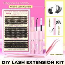 FANXITON Lash Extension Kit Volume Lash Clusters 40D+50D D Curvature Individual Lashes Lash Clusters Kit Thick Eyelash Extension Kit 280 Pcs Band Cluster Lashes Lash And Seal Tweezers - Lash Clusters Kit-d (80D+100D+120D) - View 7