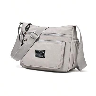 Women's Lightweight Cross-Body Bag, Multi-Zipper Shoulder Bag, Water-Resistant Nylon Fabric, Coin Purse