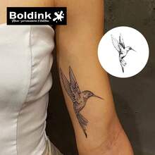 Boldink 非永久性纹身技术，动物和鸟类纹身图案，简约而优雅，自然哑光效果，防水临时纹身，持续 1-2 周，易于使用，看起来很棒，临时纹身 - 黑色 - 查看 3