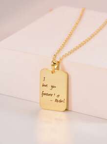 1pc Handwritten Necklaces, Multi-Letter Custom Necklaces Custom Signature Necklaces Engraved With Your Own Handwriting - Memorial Necklaces - Handwritten Message Jewelry,Gold,Stylish,Colorful,Vintage,Simple,Unisex,Casual,Cuties,Custom,Personalized,Unique,Ideal Gifts For Him,Ideal Gifts For Her,Her,Boyfriend,Girlfriend,Dad,Mom,Family,Friends,For Anniversaries,For Birthdays,For Graduation,For Prom,For Party,Gold Jewelry
