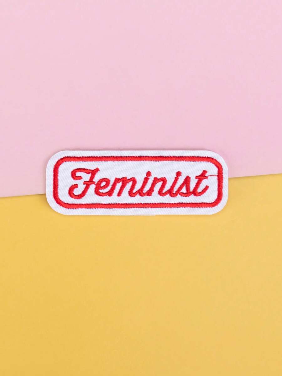 1pc Red Rectangular Letter Patch, DIY Garment Accessories, Embroidered Iron-On Applique Patch For Clothes, Shoes, Bags, Decor - Multicolor - View 1