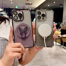新款奢华蝴蝶亮片支架超强磁吸透明电镀手机壳,兼容 17/16、Galaxy A04E/A05S/A06/A07/A12/A13/A14/A15/A16/A17/A21S/A22/A23/A24/A32/A33/A34/A35/A53/A54/A73/S10/S20/S21/S22/S23/S24/S25 Ultra/Note 20、Note 7/8/9/10/11/12/13/14、9/10/12/13C/14C/A5、MOTO、Honor、HW、C53/C55 等机型。 - 黑色 - 查看 4