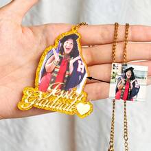 時尚畢業/返校主題設計的定制項鏈-紀念生日禮物，驚喜禮物，同學禮物 - Gold And Glitter Silver - 查看 10