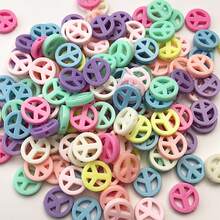 30/50 piezas Cuentas de acrílico de color caramelo de 14/16 mm con diseño de signo de la paz, suministros para hacer joyas DIY para pulseras y collares - Multicolor - Ver 2