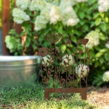 1PC Rusty Metal Wildflowers Stake, Metal Flower Yard Decor, Rusted Decoration Art Outdoor Metal Sculpture, Rustic Wildflowers Decoration, Fence Topper Decor - Rust - View 3