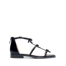 Women's Flat Sandals Rhinestone Bow Knot Gladiator Sandals Ankle Strap Summer Party Shoes - 黑色 - 查看 6