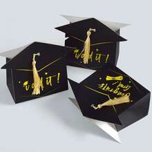 12/24 Pcs Graduation Gift Boxes With Tassel Black Grad Cap Treat Box Packaging Box Congrats Grad Gift Box Container For 2026 Graduation Party Decorations Favor Graduation Gift - Black - View 1