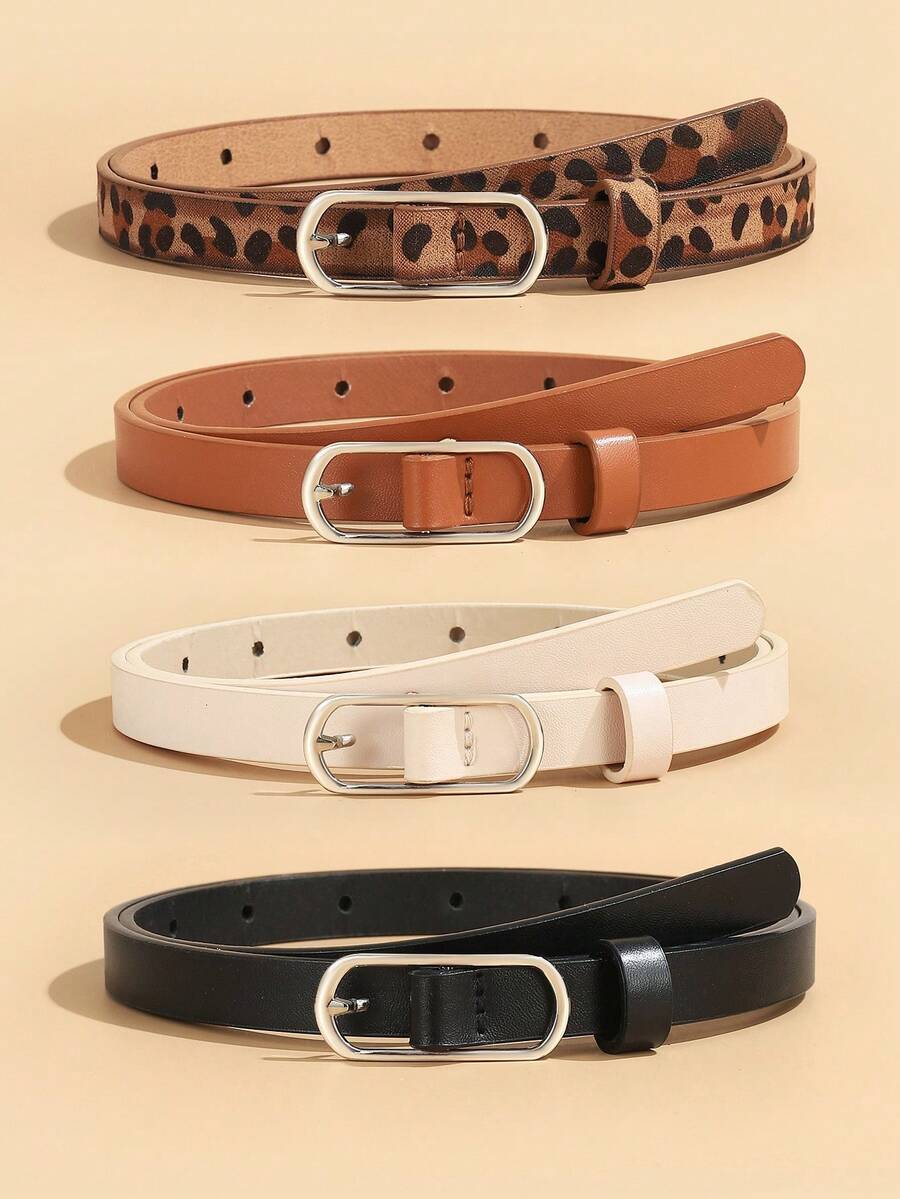 4pcs White K-Gold Oval Clasp Buckle, Fashion Decorative Versatile Suitable For Ladies Belt Daily Use Summer, School Fall, Autumn, Halloween - Multicolor - View 1