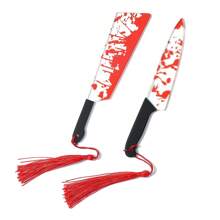 1pc Classic Red Bookmark With Bloody Furniture Knife And Red Tassel Bookmark - Fantasy Horror Style Gift For Horror Lovers, Co-Workers, Friends & Family