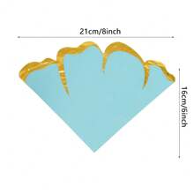 20pcs/40pcs/100pcs Blue Floral Scalloped Paper Napkins With Golden Foil Edges Flower Petal Luncheon Napkins Cocktail Napkins Dinner Napkins For Birthday Wedding Bridal Shower Gender Reveal Tea Party & More Events