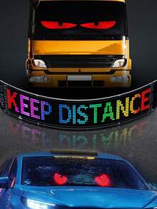 GLANBERT Flexible LED Display Screen Of Automobile Rear Window - "HEY BRO!" Glasses Design, APP Control USB-Powered, Full-Color Display For Personalized Messages, Decorative Lights For Christmas & Parties, No Battery Needed, Party Decoration | Customizable Message | USB Powered Screen,Car Accessories - Nhiều màu - Xem 2