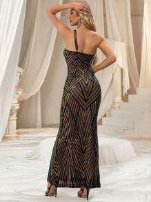 Fall Clothes Plus Size Or Women Autumn Women's One Shoulder Pearl Sequin Rhinestone Fishtail Hem Slim Fit Dress. For Wedding (Bridesmaid, Guest Wear), Party, Formal Dinner, Easter, Rave, Prom, Festival, Graduation