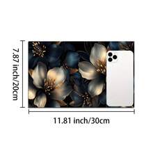 1 pieza Felpudo de secado de platos con estampado floral, alfombrilla absorbente, almohadilla de drenaje para cafetera, utensilios - Protector de superficie de mesa de poliéster, decoración de encimera de cocina, individual para barra y mesa de comedor en el hogar