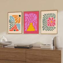 1/6 Impresiones de flores botánicas abstractas y coloridas, arte para pared ecéctico, arte de pared con colores vibrantes retro, impresiones de flores onduladas, arte maximalista, impresiones del mercado de flores vintage, pósteres de colores, decoraciones de pared, con opción de marco, para decoración del hogar
