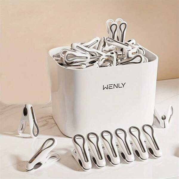 12pcs Plastic Seamless Clamps, Small Household Drying Rack, Windproof Storage, Clothes Pins, Clothes, Fixers, For Drying Socks, Quilts, Clothes