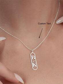 Customized Initials Stainless Steel Infinity Necklace For Couples Minimalist Personalized Nameplate Pendant With Platinum Shine Perfect Engraved Gift For Her - Platinum Plated - View 1