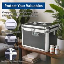 Caja de almacenamiento con candado de aleación de aluminio, caja de herramientas portátil/de hombro con contraseña 2 en 1, estuche para instrumentos, organizador de documentos con acolchado, protección para teléfono, fotos, joyas, cosméticos, documentos, tarjetas, herramientas, accesorios de vacaciones y viajes de verano, accesorios escolares, bolsa de graduación