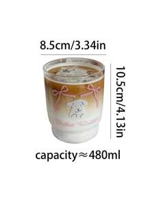 Fashionable Women's Water Cup/Coffee Cup, French Style Blue/Pink Bowknot Juice Cup, High Borosilicate Glass Cup, Milk Cup, Graduation Gift, Mother's Day Gift, Best Friend Gift, Souvenir Gift