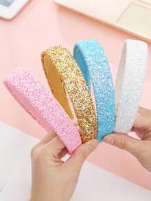 1/10pcs New Glitter Wide-Banded Headband, Colorful Gradient Top Knot Headband, Sweet Headpiece Suitable For Daily Commute, Work, School