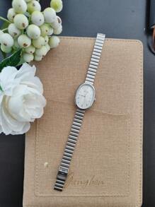 1 nuevo reloj de mujer de moda exquisito, casual y sencillo con correa de acero inoxidable clásica, de estilo retroiluminado, de lujo y elegante, reloj de cuarzo adecuado para uso diario, vacaciones, regalo exquisito para amigas o familiares
