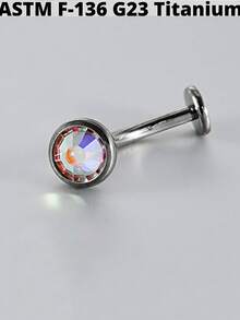 1 件装钛锆石内螺纹浮动肚脐环时尚扁平蛋白石肚脐环穿孔首饰男女皆宜