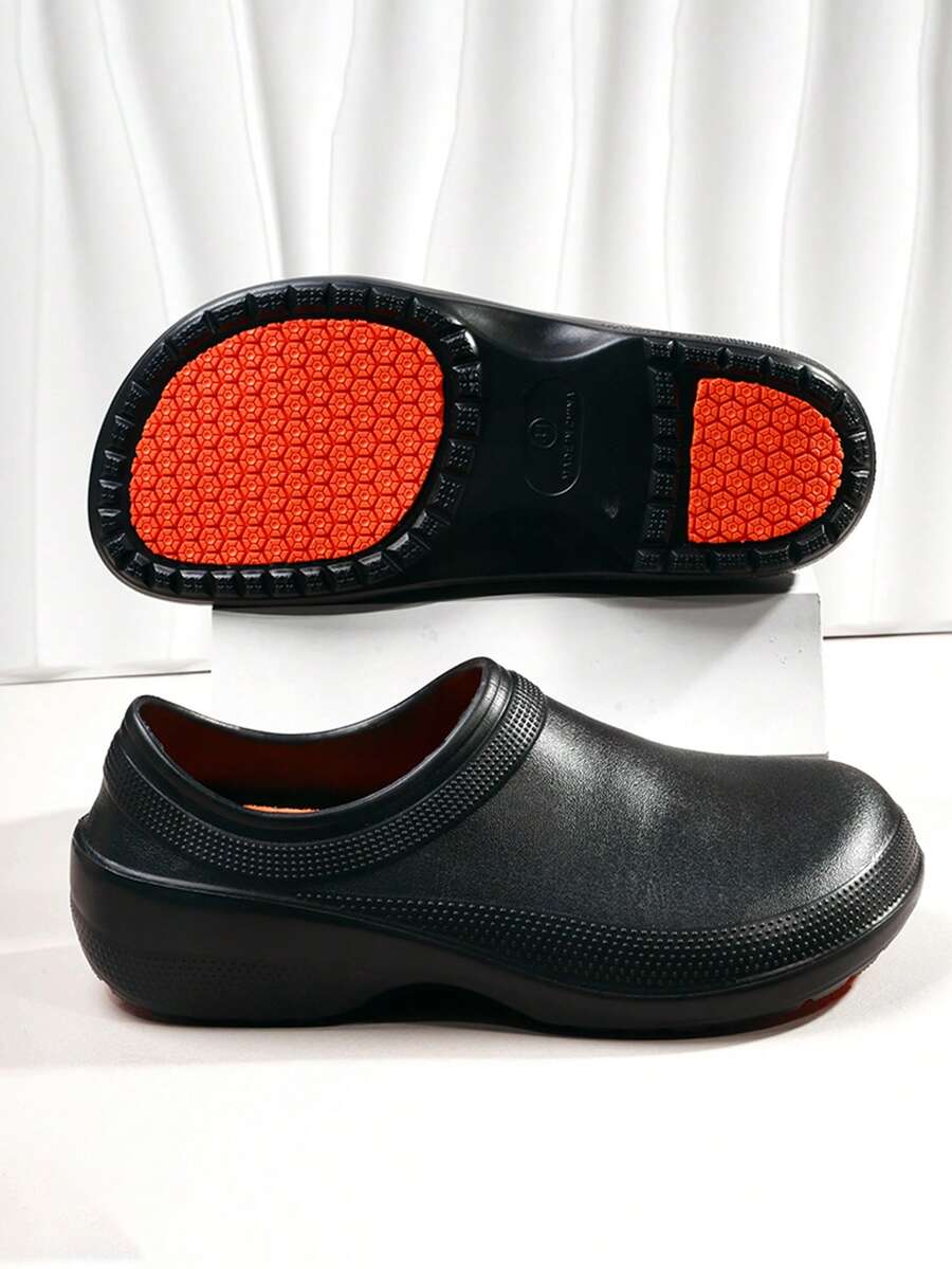 Chef Shoes For Men, Slip-On, Non-Slip Shoes For Kitchen Or Hotel Use, Wear-Resistant Thick Sole, Comfortable Medical Professional Shoes - Black - View 1