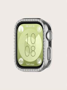 1 pieza Funda protectora con una de cristales de unicolor y estilo casual, a prueba de arañazos compatible con el reloj inteligente Watch Fit 3