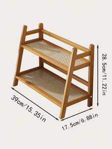 1pc Creative Double-Layer Rattan Desktop Storage Rack, Organization For Cups, Coffee, Snacks, Water Cups, And Figurines