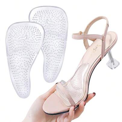 2 szt./zestaw nowych niewidocznych wkładek na przednie części stopy, antypoślizgowe i wygodne, 2 w 1, wielokrotnego użytku, silikonowe wkładki masujące, odpowiednie do wysokich obcasów, butów, obuwia codziennego, baletek, niezbędnych w podróży