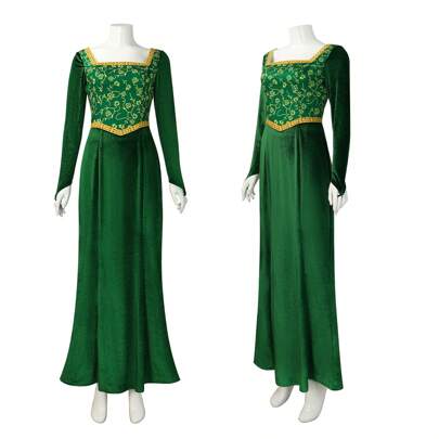 Monster , Princess Fiona Cosplay Costume, Princess Fiona Green Long Dress, Cosplay Costume Halloween