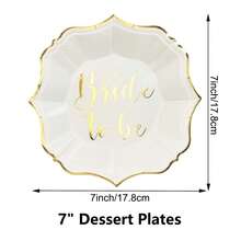 10pcs/30pcs 7-Inch Bride Gift Dessert Paper Plates, Gold Foil Scalloped Edge Disposable Cake Plates, Suitable For Engagement Party, Bridal Shower And Wedding - Bride - View 3