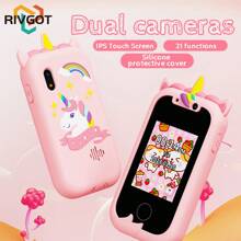 RIVGOT Children's Smart Phone With Dual Camera, Games, MP3, USB Chargeable, Multi-Filters And Stickers, Suitable For 3-12 Years Old Boys And Girls, Kids Camera Toy, Back To School And Birthday Gift